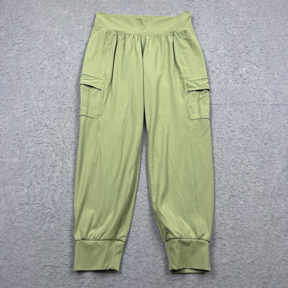 Athleta Salutation Cargo‎ Jogger Women's Large Green Nylon Stretch Tapered Pants